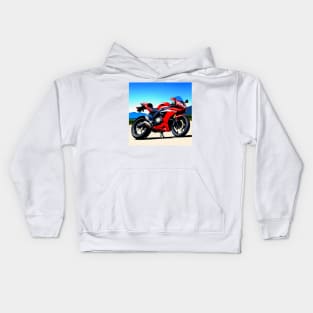 Red Super Sportbike Motorcycle Kids Hoodie